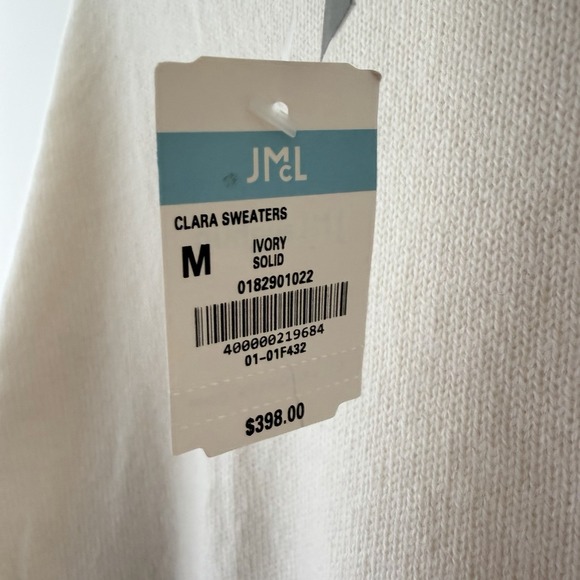 J.McLaughlin Women's Turtleneck Sweater Sz M Ivory Cashmere Minimalist NEW $398 - Picture 4 of 9